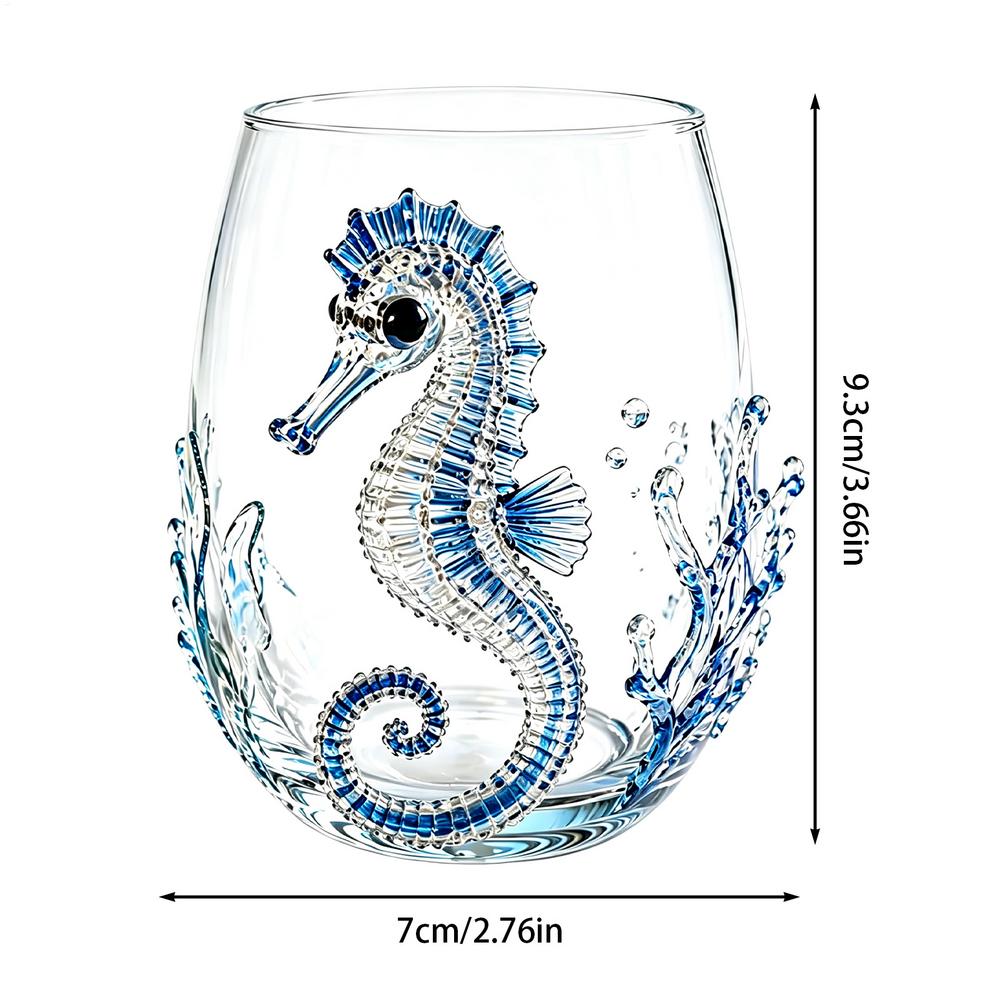 Marine Animal Drinking Glass, Stemless Tumbler with Ocean Design, Reusable Water Cup for Home Bar Party, Drinking Cup Adults