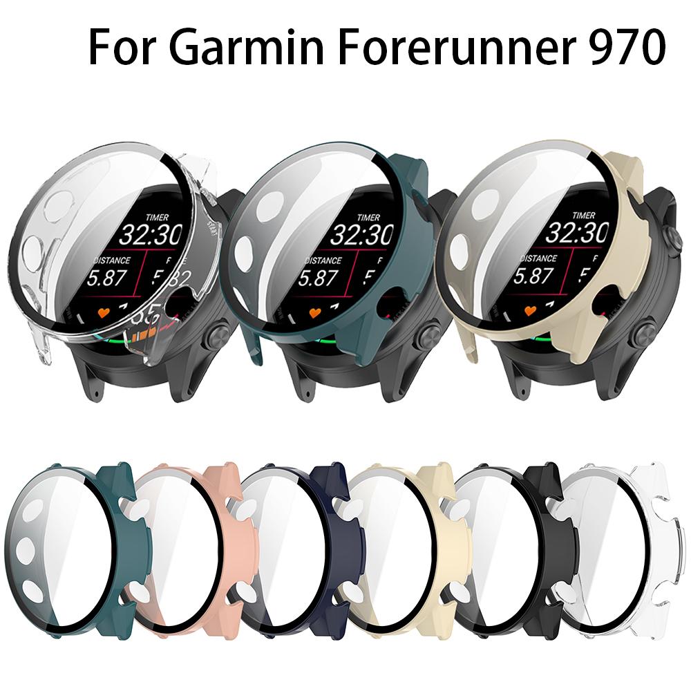 Plně ochranné pouzdro pro Garmin Forerunner 970 Ochranné pouzdro na displej pro Forerunner 970 Kryt PC 2v1 Skořepina+Fólie z tvrzeného skla