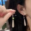 Pearl Waterdrop Long Dangle Clip-on Earrings, No Piercing, Qipao Accessories, Chinese Style Earrings for Women.