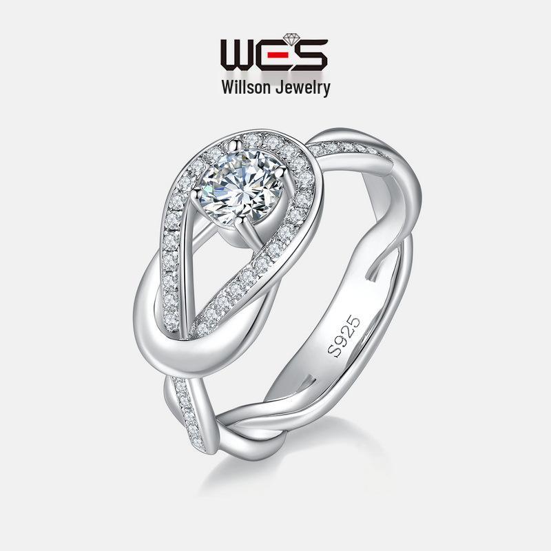 

S925 Sterling Silver Women s Ring with Moissanite Pave Zirconia - Fashionable European & American Style US 6 (with GRA Moissanite Certificate)