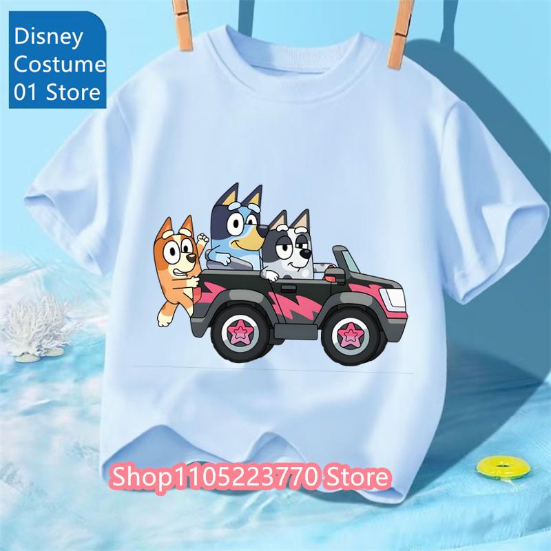 Unisex Toddler Bluey T-Shirt Fall Winter Short Sleeve Cute Cartoon Anime Print Soft Sweatshirt for Boys & Girls Casual Outfits