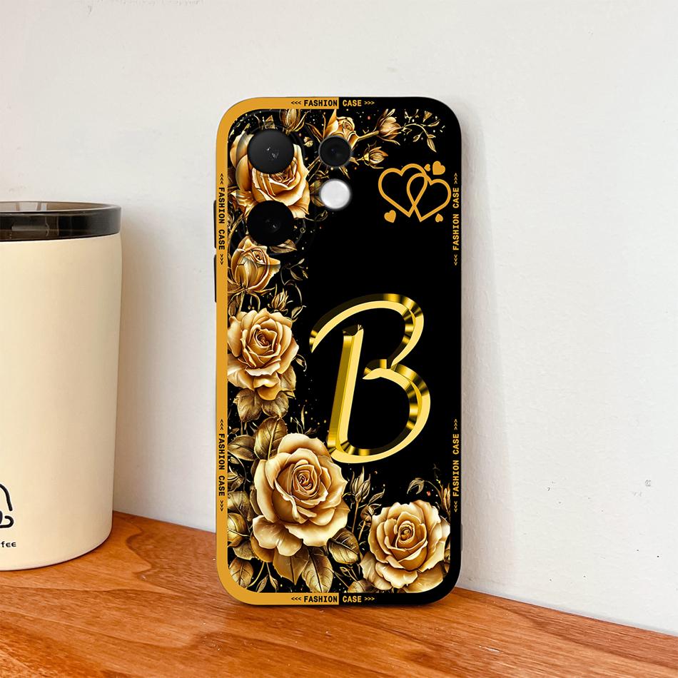 For Vivo V60 Lite 5G Phone Case Fashion Rose Letters Soft Liquid Silicone Housing For Vivo V 60 Camera Coverage Anti Drop Shell