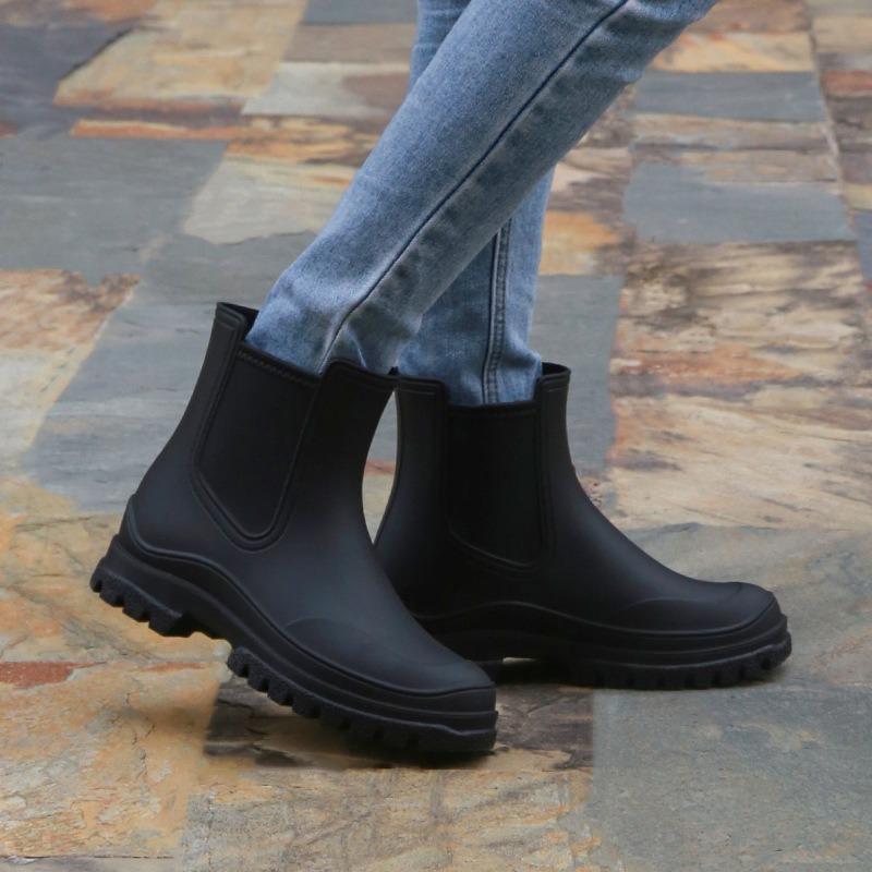 Fashion Chelsea Short Rain Shoes Women's Rain Boots Martin Boots Non-slip Water Boots Rain Boots Adult Galoshes