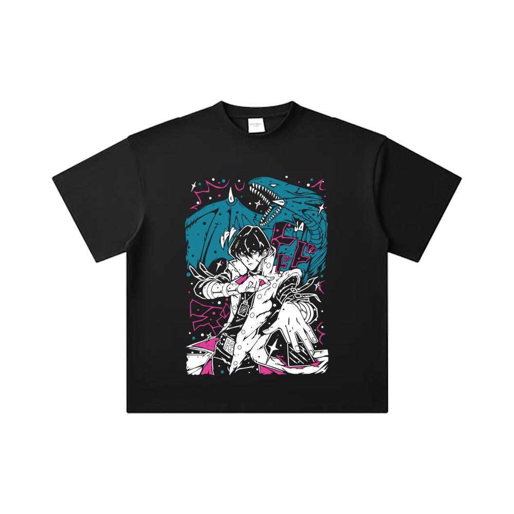 260 GSM Double Yarn 32 Count 100% Cotton Yu-Gi-Oh V7 Seto Kaiba Print Unisex Heavy Cotton T Shirt