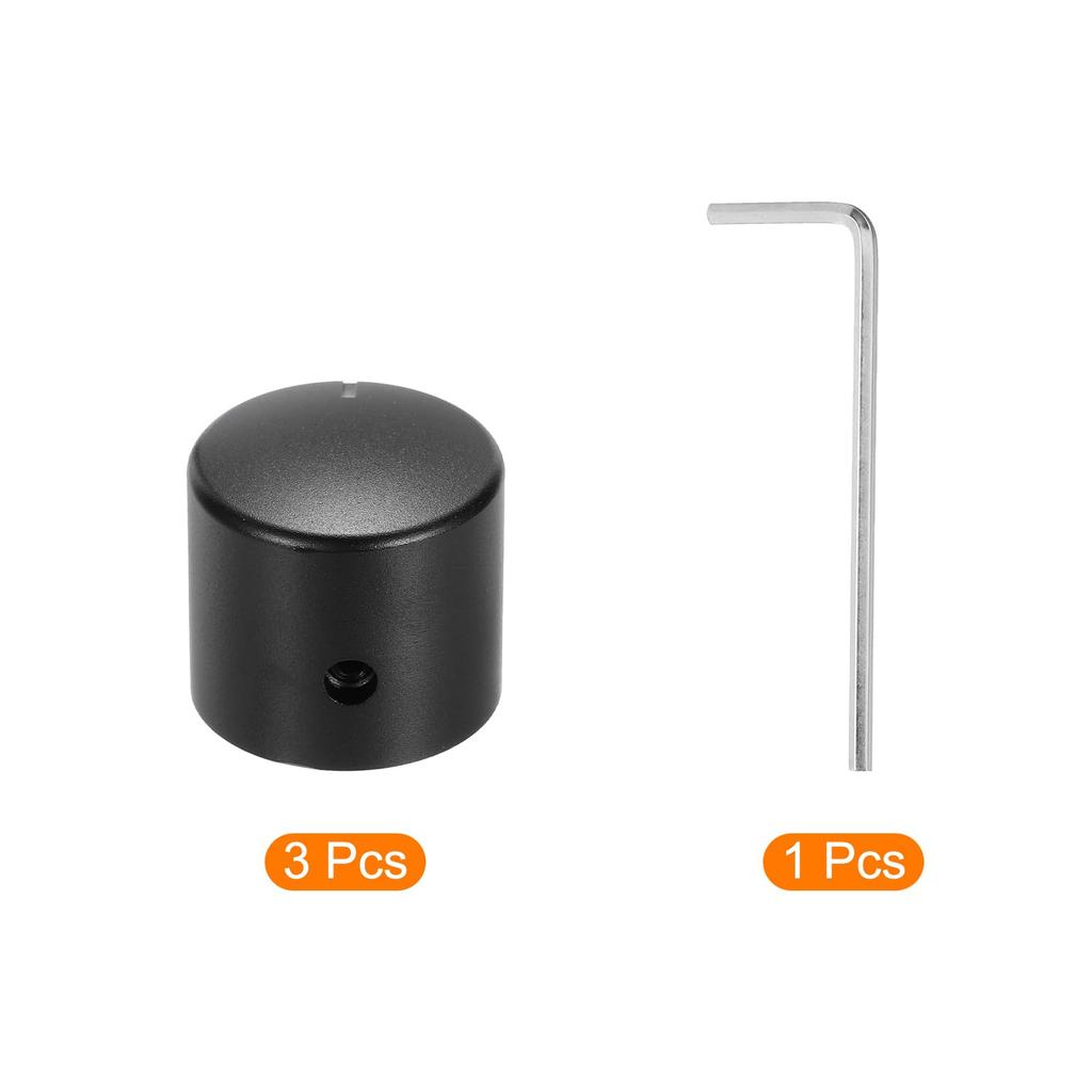 uxcell Aluminum Potentiometer Universal Volume Tone Control Knob for Guitar and Black 3-Piece Knob, 1/4" (6mm) Bass, 15/16"