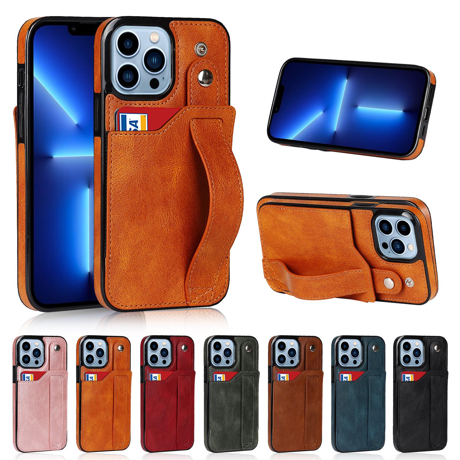 

Наручный ремешок Кожаный чехол для iPhone 13 12 11 Pro Max Samsung S21 Ultra S20 + Note 20 Стенд + карта Карманный чехол для Galaxy A22 A32 A52 A72 A82 5G S21 FE