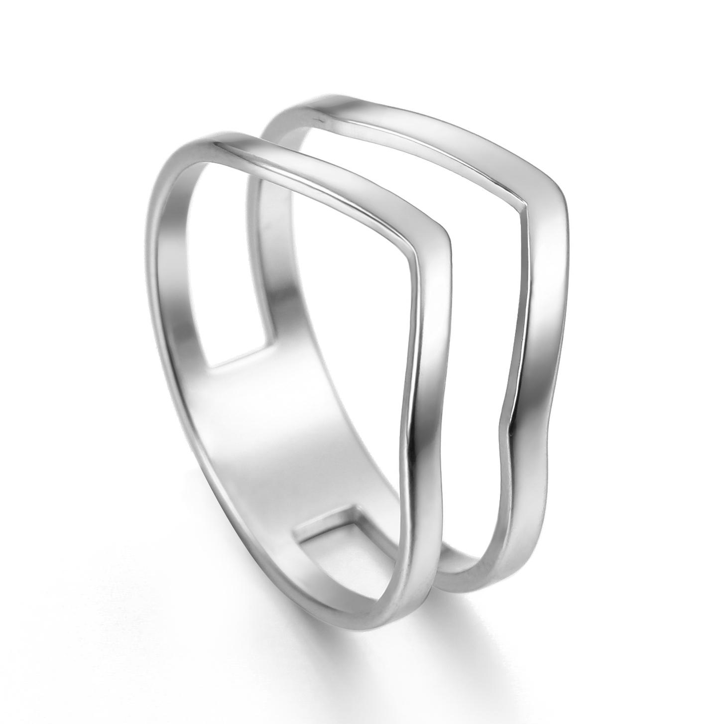 

Cazador 2025 Stainless Steel Geometric Wave Women s Rings Gold Color Finger Rings Jewelry Birthday Party Friends Gifts Wholesale 8