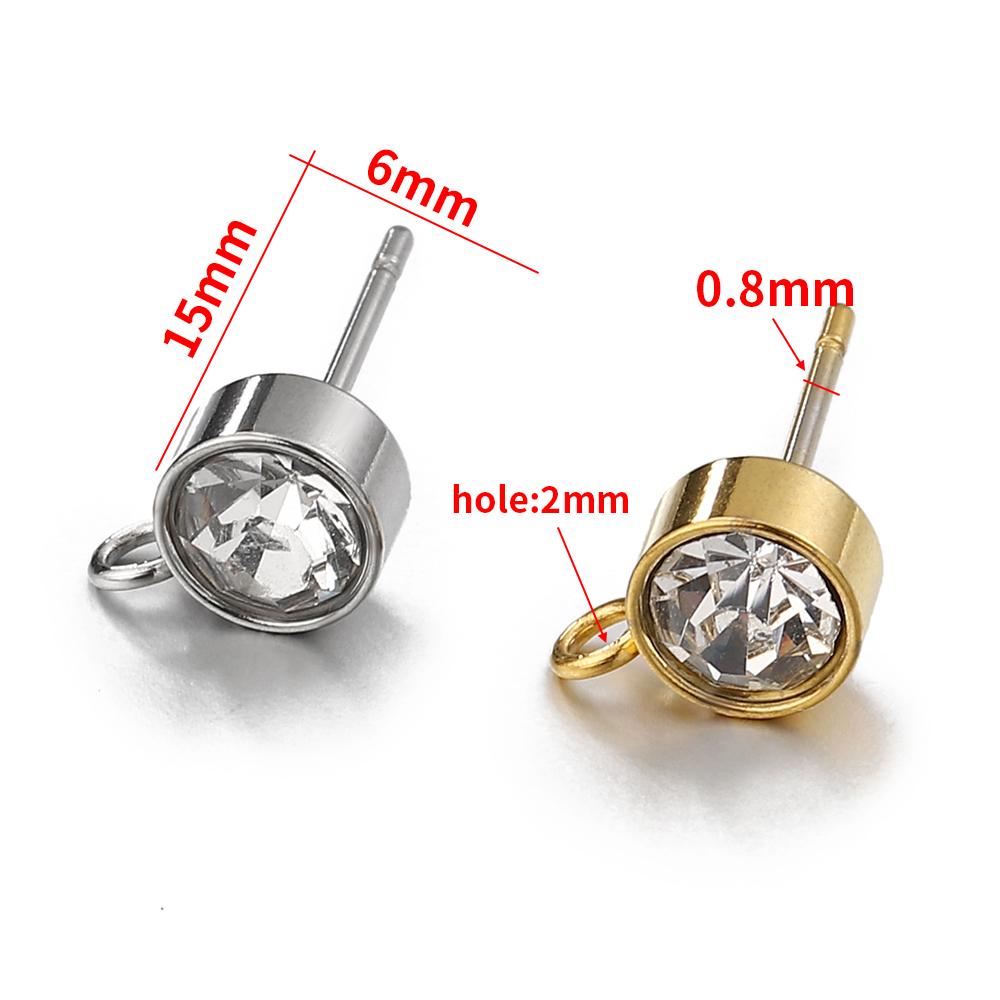 100 Stück/20 Stück Edelstahl Strass Ohrstecker Goldfarben Ohrstecker mit Ösenringen DIY Ohrringe Schmuckherstellung Zubehör