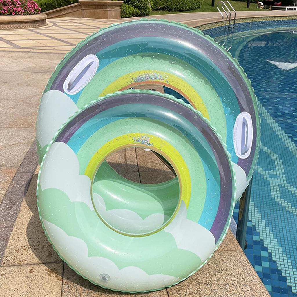 Cute O-shaped Float Ring for Kids and Adults, Includes Two Repair Tapes, Sparkly Design, Stylish, Perfect for Water Play, Summer Vacation, Travel,