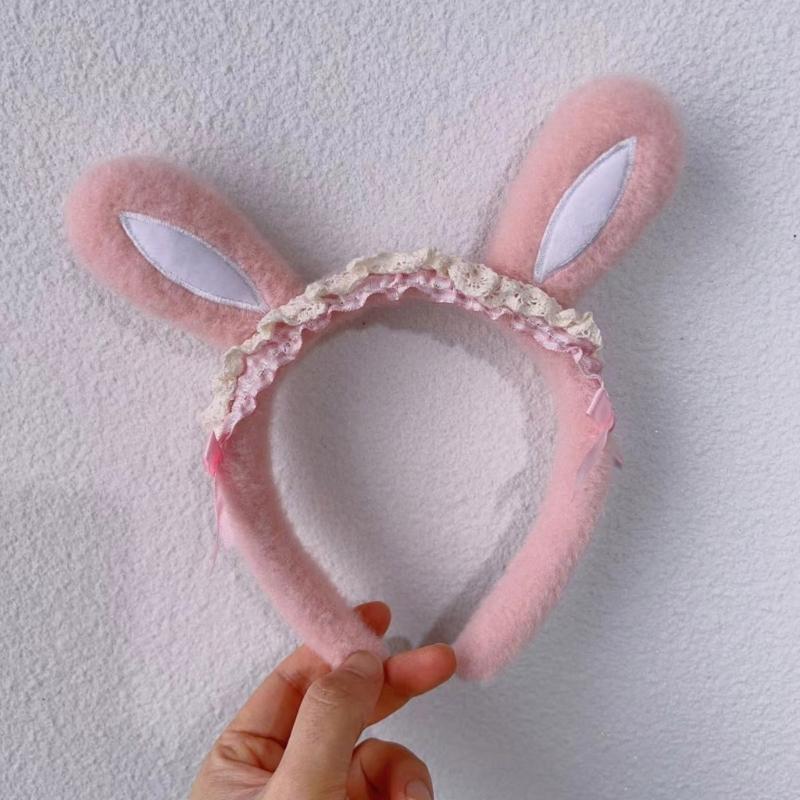 Girl Rabbits Headbands Bowknot Bear Furry Headwear Hairbands Fun Headwear