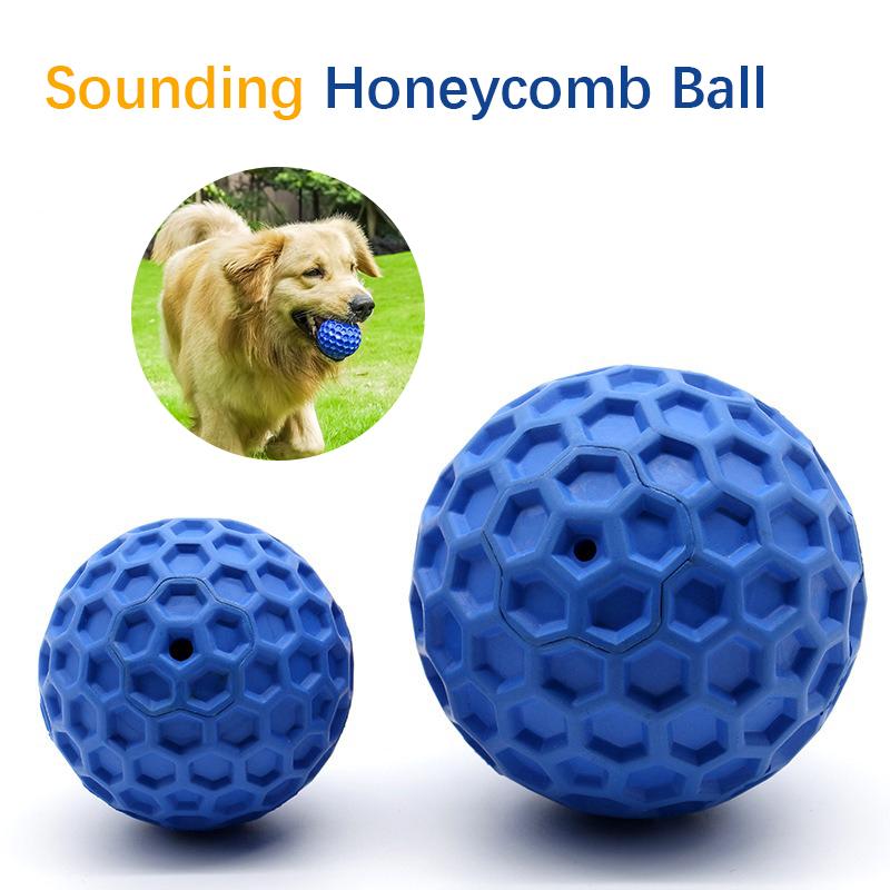 Dog Toys Bite Resistant Interactive Throwing Sound Honeycomb Balls Round Easy Rolling Toys Teeth Grinding Cleaning Pet Products