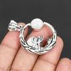 925 Sterling Silver Crescent Moon Skull Pendant for Men & Women Witchy Boho Jewelry with Rainbow Moonstone Gemstone