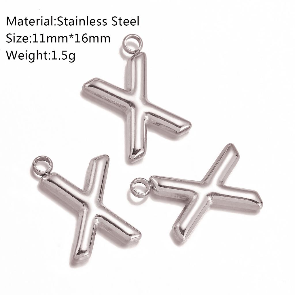 3Pcs Bubble Alphabet Charm Silver Color Stainless Steel Initial English Letter Pendant DIY Bracelet/Necklace Gift Jewelry Making
