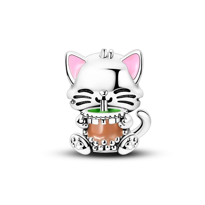 Cute Cat Shape Pendant Charm Beads Fits 3Mm Bracelets Bangle Necklace Women Copper Fine Jewelry Luxury Diy Party Festival Gifts