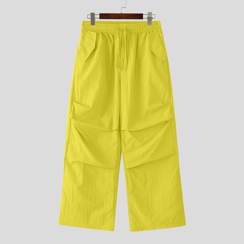 

INCERUN Мужские эластичные брюки с оборками, длинные, легкие, быстросохнущие, с широкими штанинами 5XL