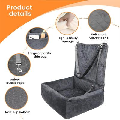 Pet Seat For Vehicle For Pet Car Seat With 2 Side Pockets Automotive Cushion For Vehicle RV SUV Truck Front And Backseat Travel