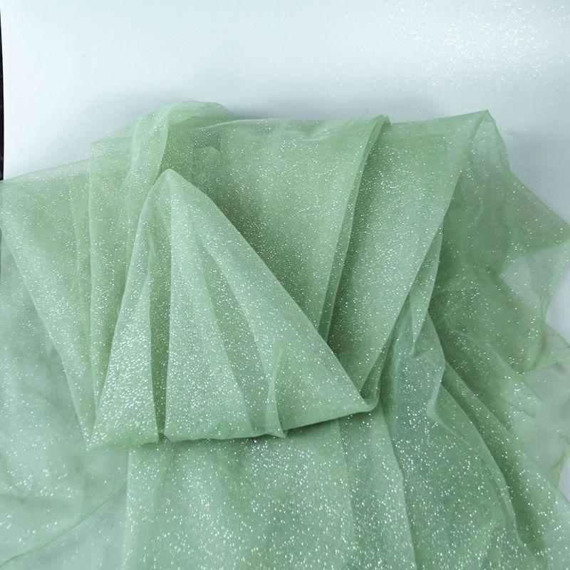 Soft silver fine powder shining golden mesh fabric suitable for wedding dresses formal gowns and designer clothing fabrics