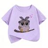 Summer Kid Teen Tshirt Short Sleeved Cartoon Owl Print Comfortable Casual Tops Tees Children's Clothing Boys and Girls T-shirt