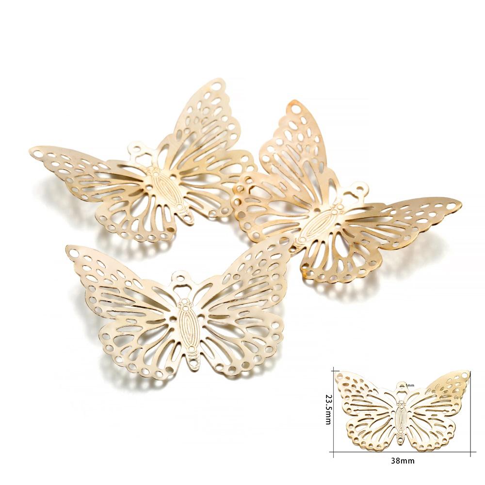 20/30Pcs Butterfly Filigree Wraps Metal Charm Pendant Connectors Crafts for DIY Jewelry Making Accessories Supplies