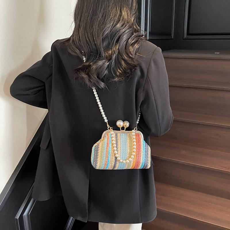 Summer Woven Straw Tote Bag Casual Beach Vacation Women Shoulder Bags Large Capacity Female Handbag KTB