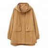 2024 Women's Plus Size Hooded Cotton Trench Coat - Spring & Autumn Casual Mid-Length Style