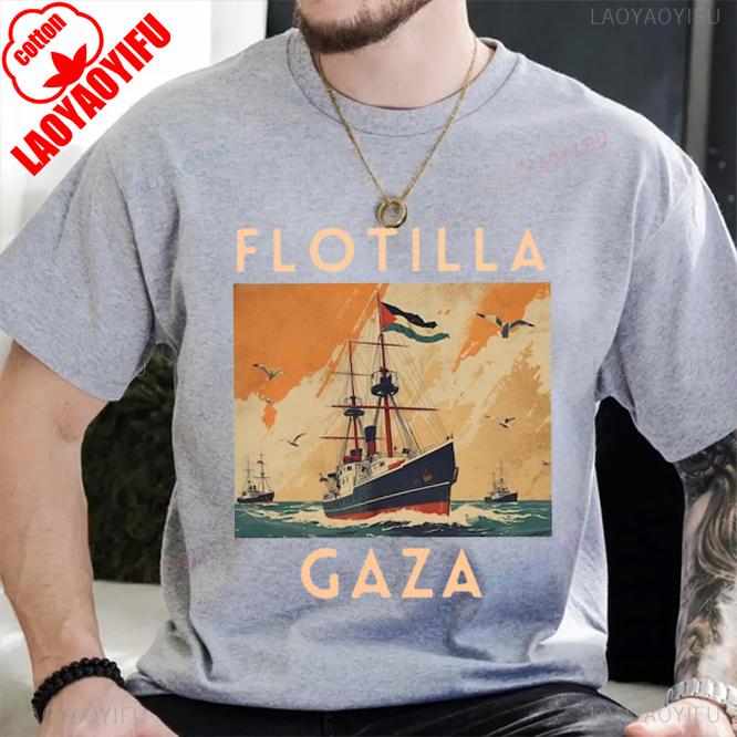FLOTILLA GAZA Global Sumud Flotilla Men and Women Casual Printed TShirt Vintage Kawaii Clothes Graphic T Shirts Gothic Tshirt