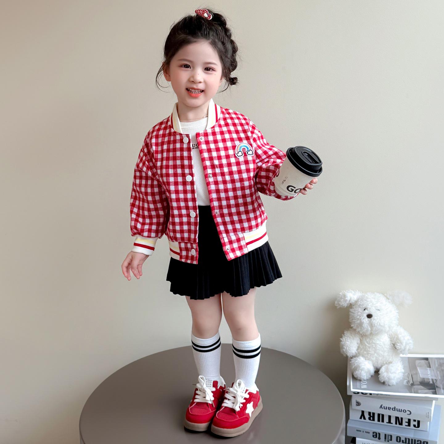

2025 Girls Spring/Autumn Fashionable Baseball Jacket - Casual Outerwear for Baby Girls 120 cm