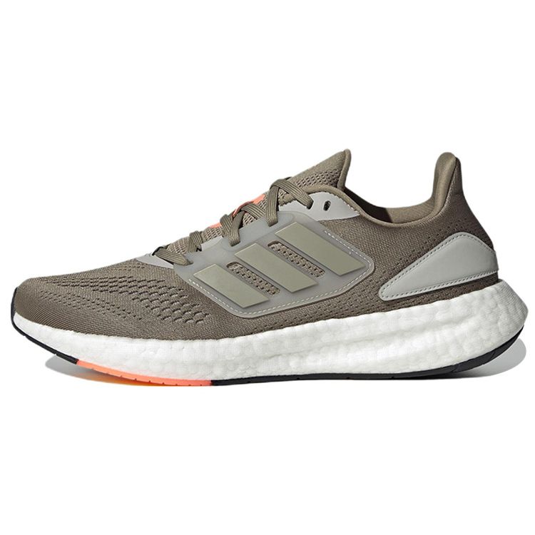 Adidas Pureboost 22 Comfortable Trendy Mesh Cushioning Non-Slip Wear-Resistant Low-Top Short Distance Running Shoes Men Running Shoes Brown HQ1452