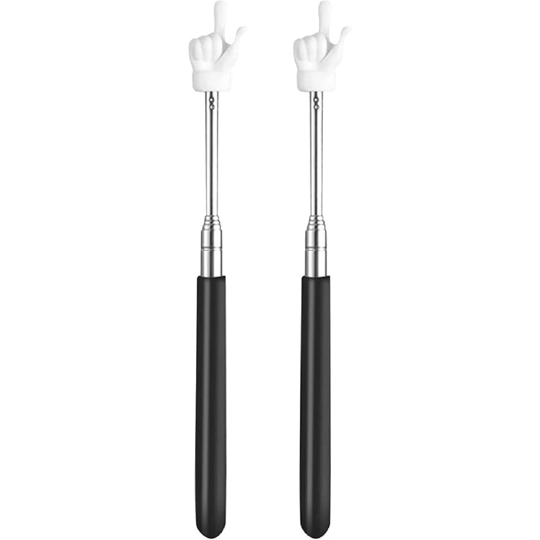 2Pcs Telescopic Teachers Pointer,Extendable Finger Shape Pointing Stick,Teacher Pointer Stick for Teaching,Conference