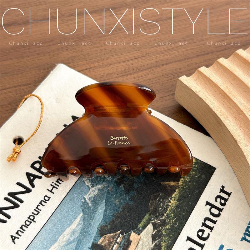 Korean Elegant Acetate Medium Claw Clip for Women - Simple Half-Up Shark Hair Accessory