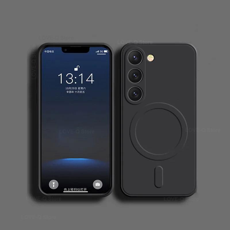 For Luxury Liquid Silicone Magnetic Case For Samsung Galaxy S24 S 24 S23 Ultra Plus S24Ultra For Magsafe Cases Wireless Charge Cover