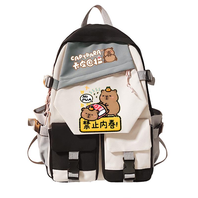 

Трендовый мультяшный рюкзак с капибарой, милый детский, легкий, повседневный, большой вместимости, студенческий, школьный No Specification