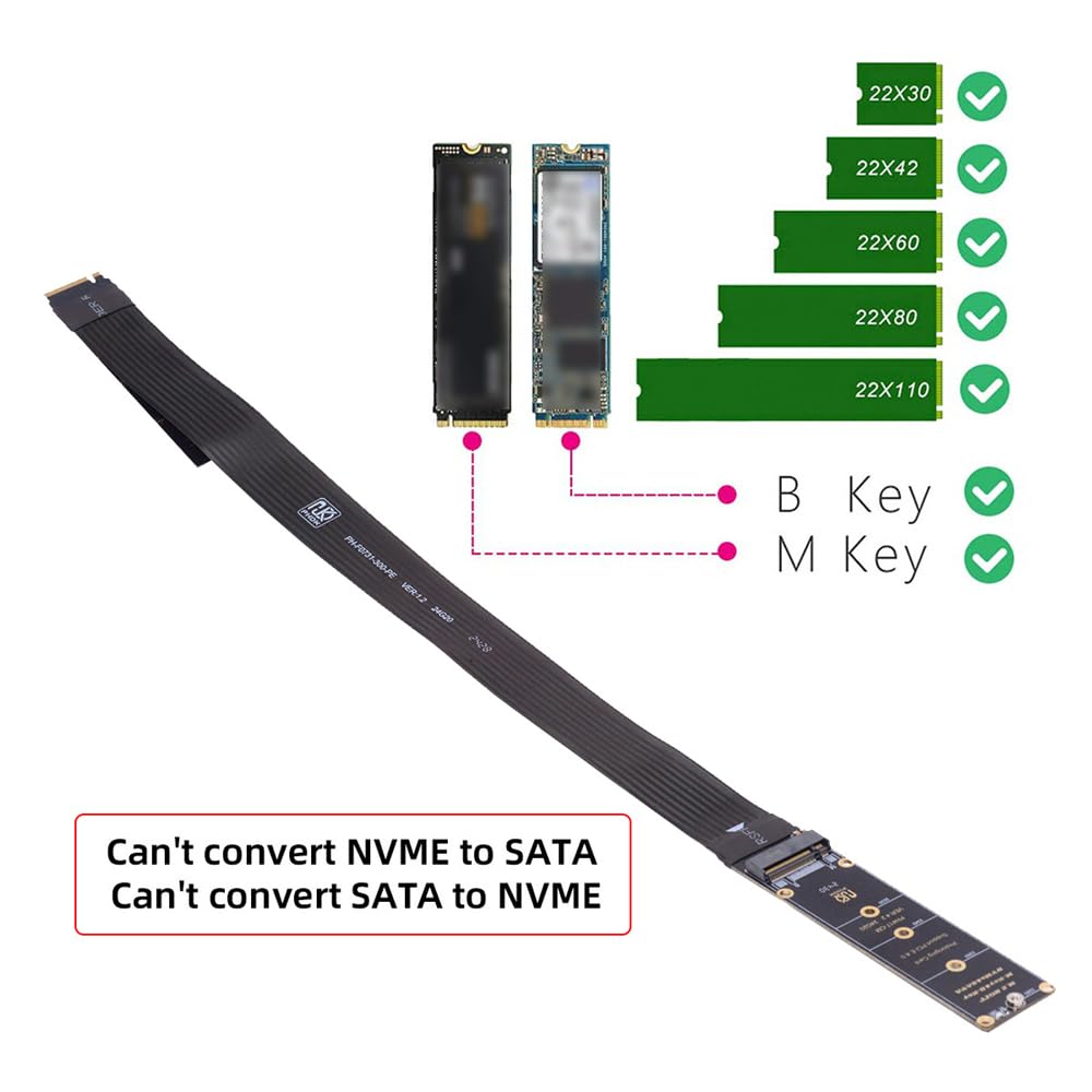 Cavo di Estensione NFHK NGFF M-Key NVME Maschio-Femmina PCI Express 30cm PCI-E 4.0 per Scheda Madre SSD 2230224222602280