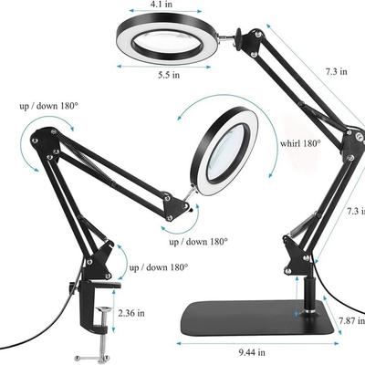 Lupa ze światłem i stojakiem Lampa powiększająca 5X Biurkowa lupa LED do pracy z bliska, czytania, napraw, rękodzieła