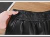 Women's Black PU Leather Wide-Leg A-Line Pants: High-Waisted, Slim-Fit, Autumn/Winter Casual Outerwear