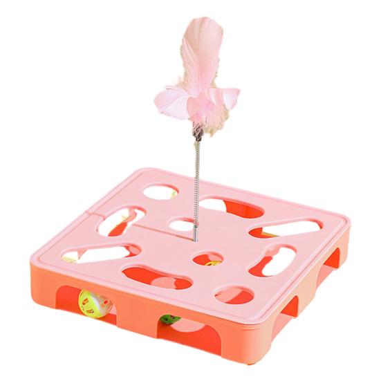 

Interactive Puzzle Toy for Cats Puzzle Box with Jingle Balls Spring Feather Wand Cat Enrichment Toy for Indoor Cats Mental Stimulation And Exercise