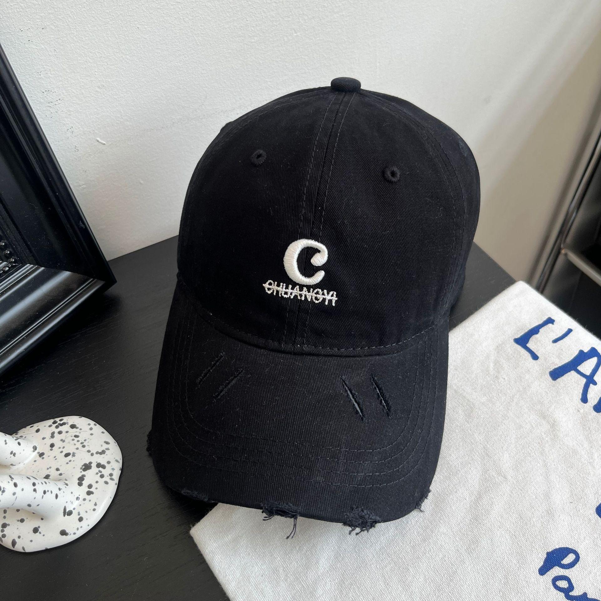 

Весна и лето, новая бейсболка в стиле ретро с вышитыми буквами, унисекс, повседневная, универсальная, солнцезащитная, с мягким верхом M（56-58cm） чёрный