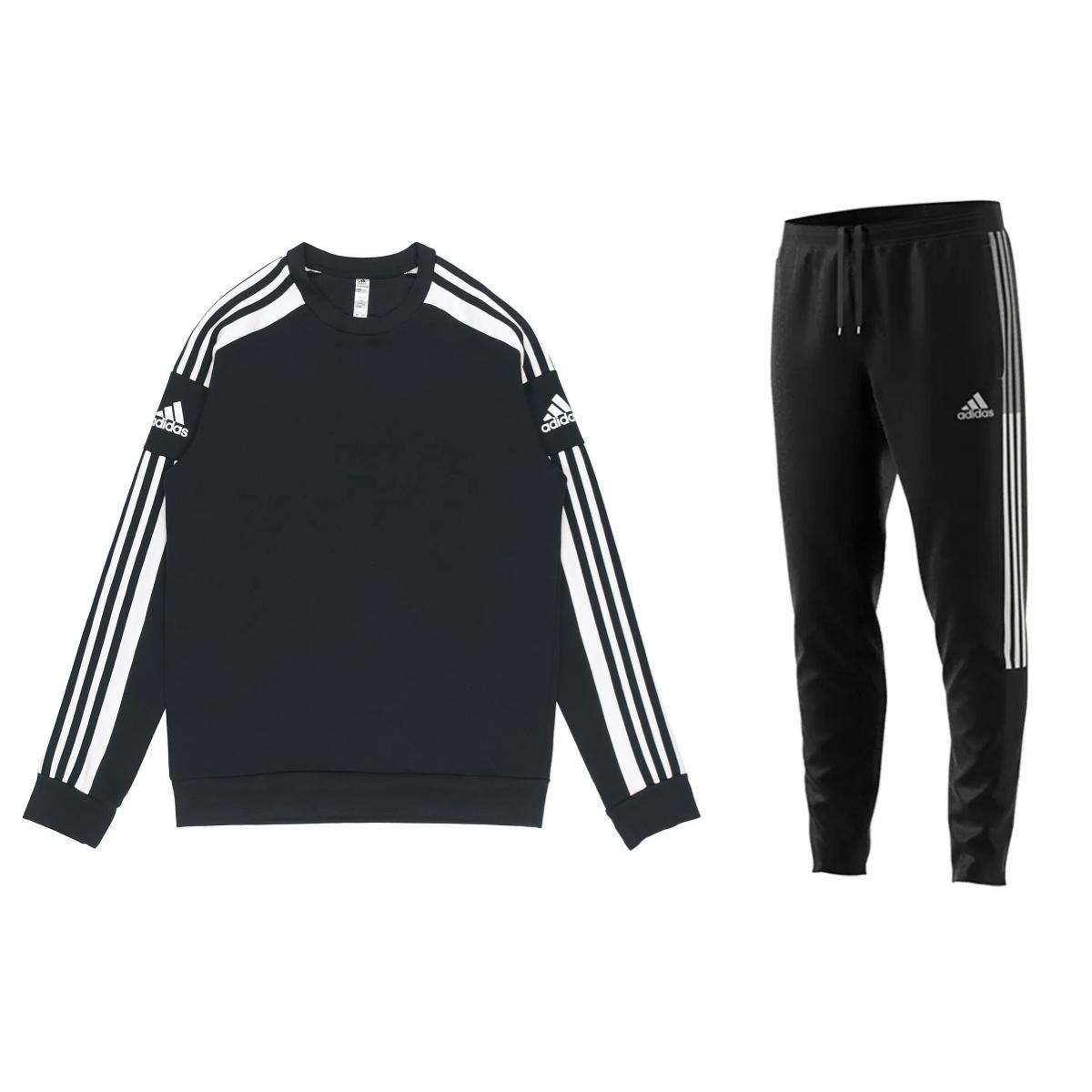 

Adidas Crew Neck Pullover Long Sleeve Soccer Training Woven Pants Casual Sports Suit Men suit Black GT6638+GM7356 S