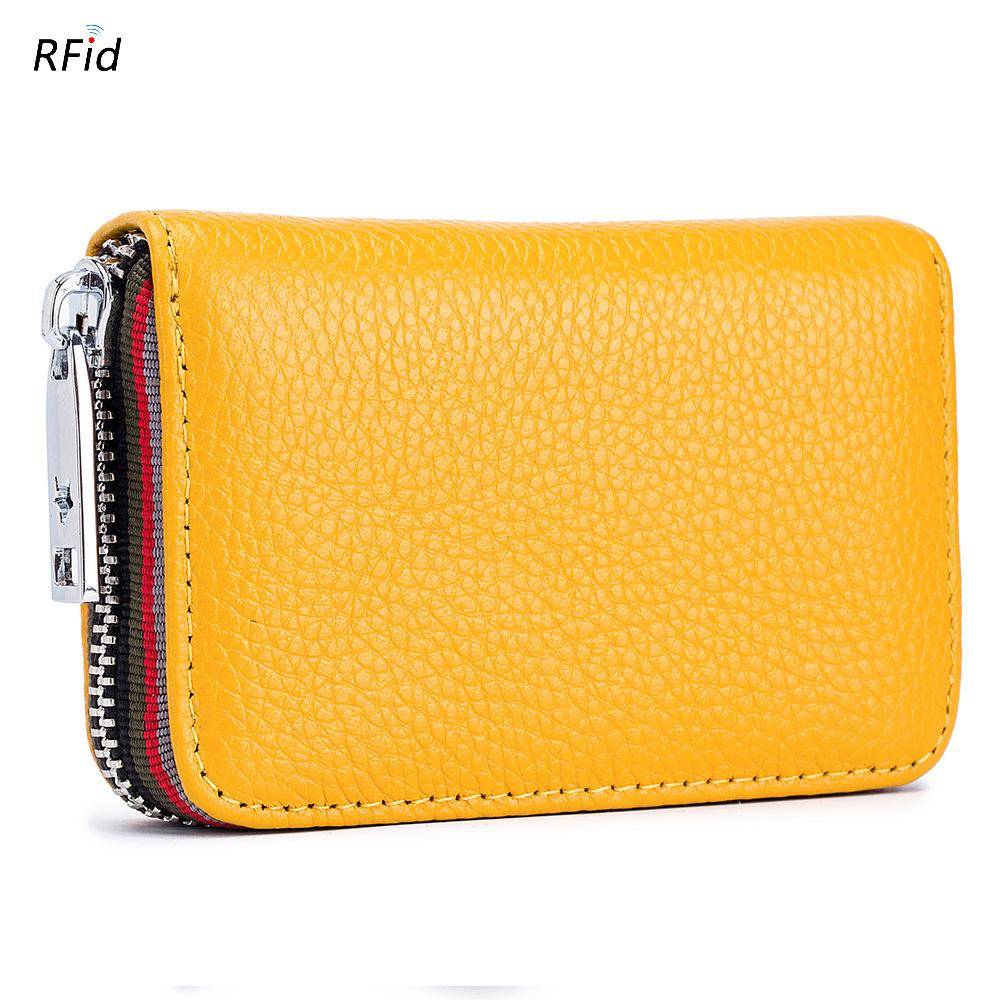 Practical New Card Bag Organ RFID Women's First Layer Cowhide, Men's Card Cover Zipper Card Wallet