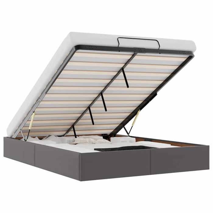VidaXL Cadre de lit ottoman sans matelas gris 140x190 cm similicuir, cadre de lit, cadre de lit rembourré, cadre de lit 3310802