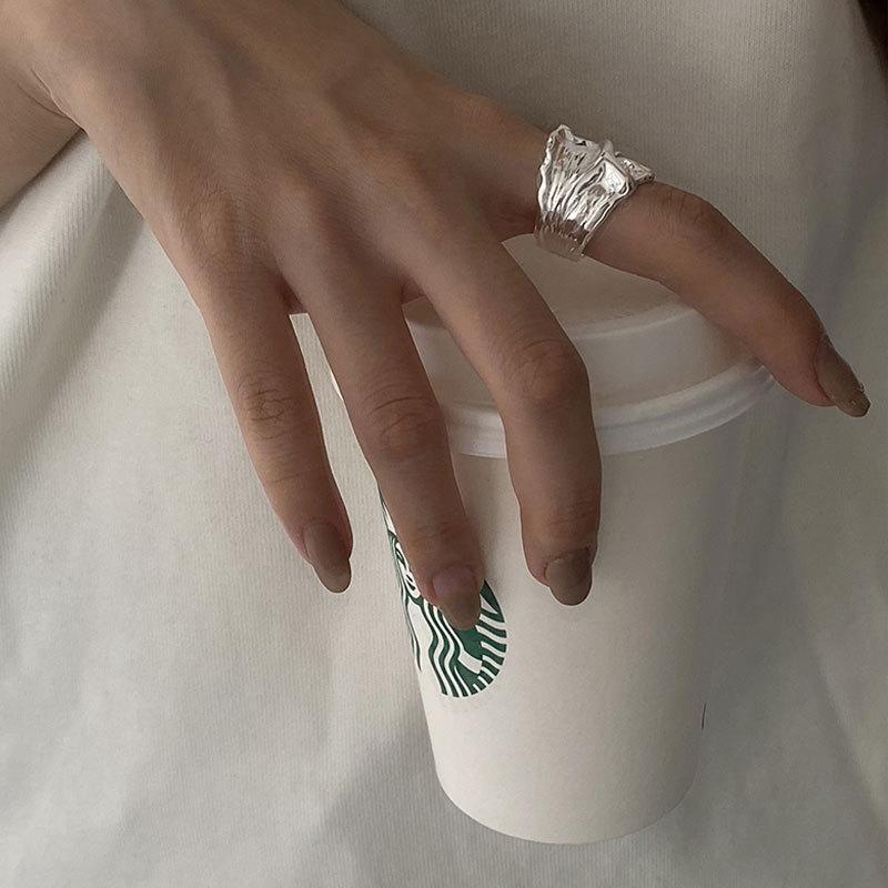 Neutral Irregular Pleated Open Ring INS Niche Fashion Design High-end Senior Sense Adjustable Index Finger Party Ring