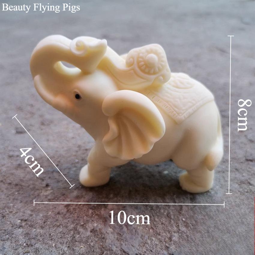 

1pc Ivory Fruit Powder Elephant Ornament Living Roomhome Decoration Elephant Handicrafts Car Ornaments Micro Animal Model