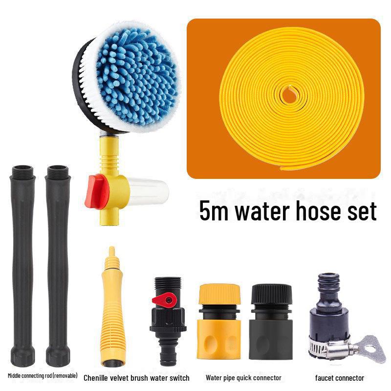 Přenosný teleskopický chenilový mop na mytí auta se samootáčejícím kartáčem