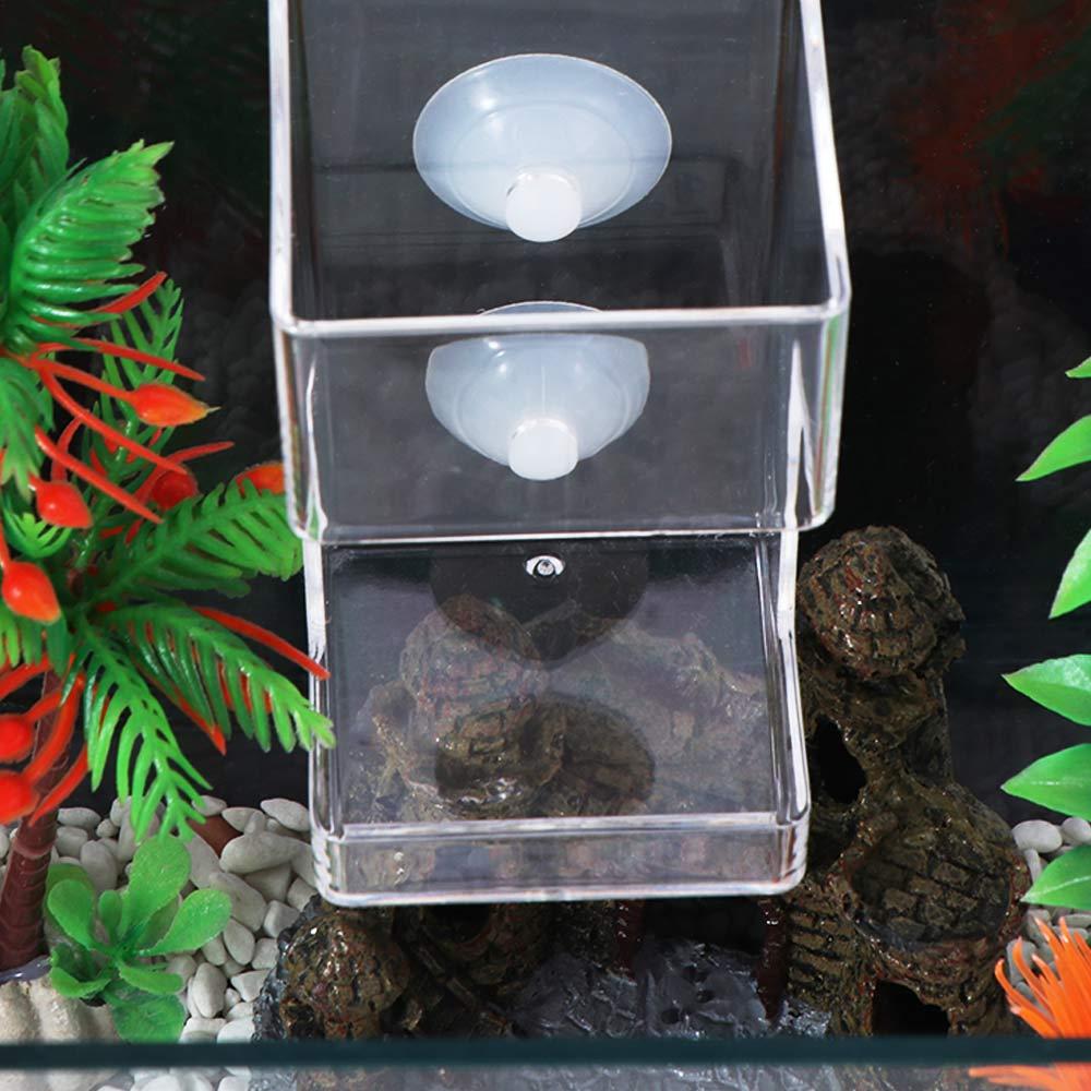Plastic Suction Cup Fish Feeder Square/Circle Aquarium Feeding Ring  For Goldfish Turtle Birds