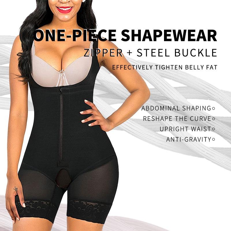 Women Zipper Full Body Shaper Tummy Control Waist Cincher Butt Lifting Shapewear