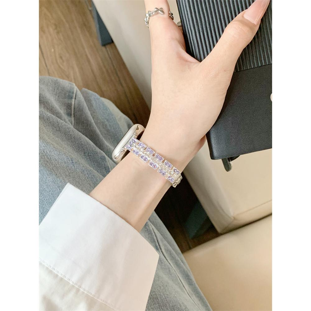 Stop Kwadratowy Kryształ Cukru Diamentowy Błyszczący Bransoletka Pasek do Zegarka dla Apple Watch Kobiety 40/41/38/42/44/45/46/49mm dla iWatch S11/10/9/8/7/6