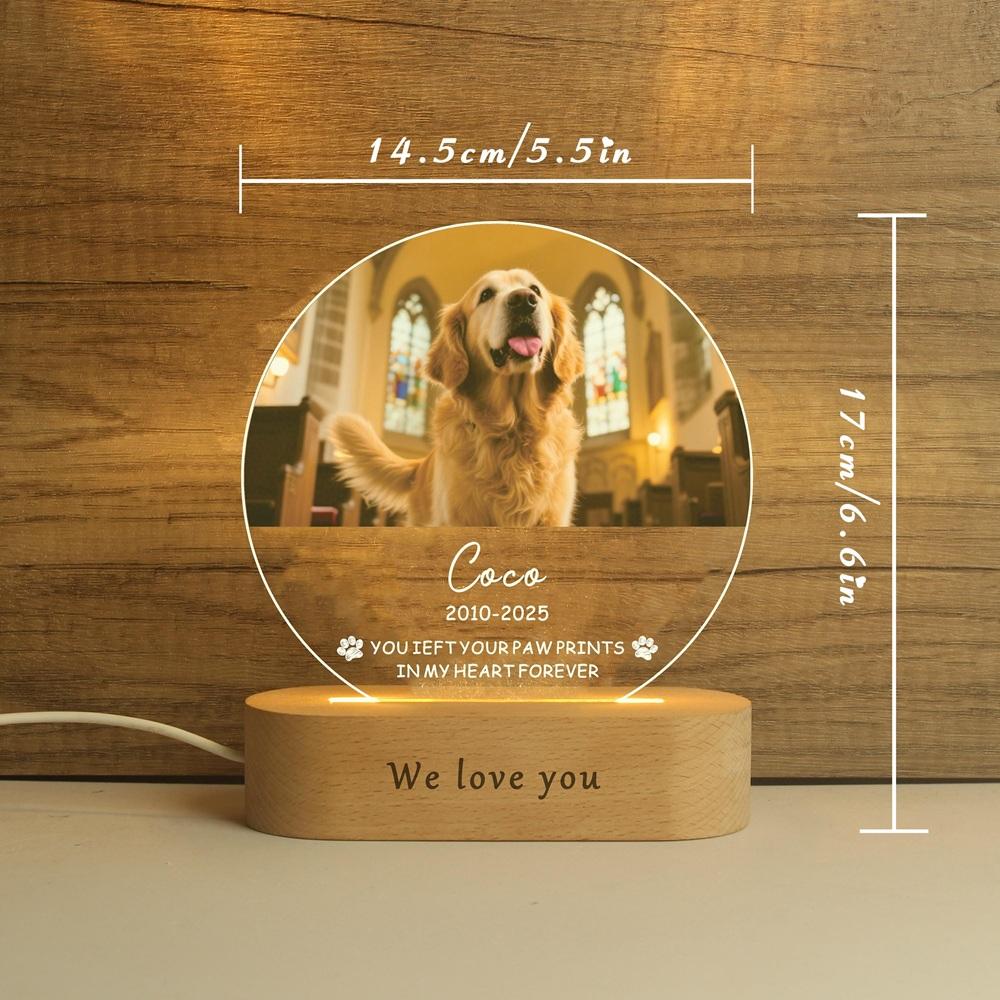 Personalized Acrylic Dog Cat Portrait Luminary Custom Pet Photo Text Glow Decorative Pet Keepsake Soothing Gift for Pet Mom Dad