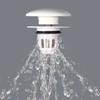 White Ceramic Sink Drain Stopper Push-Type With Anti-Rust Copper Core Hair Filter Leakproof Bathroom Basin Plug