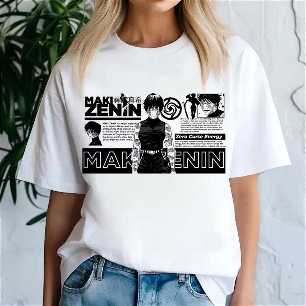 Jujutsu Kaisen T Shirt Women Japanese Maki Zenin Tee Girl Anime T-Shirts Clothing Short Sleeve Tops M