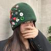 Korean Style Button Knit Beanie For Women Autumn Winter